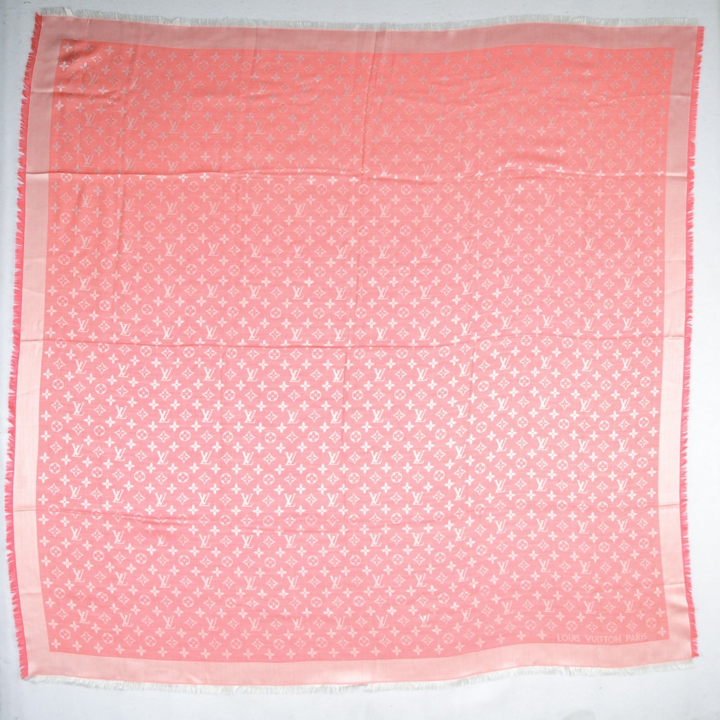 Silk Wool Monogram Denim Shawl Pivoine