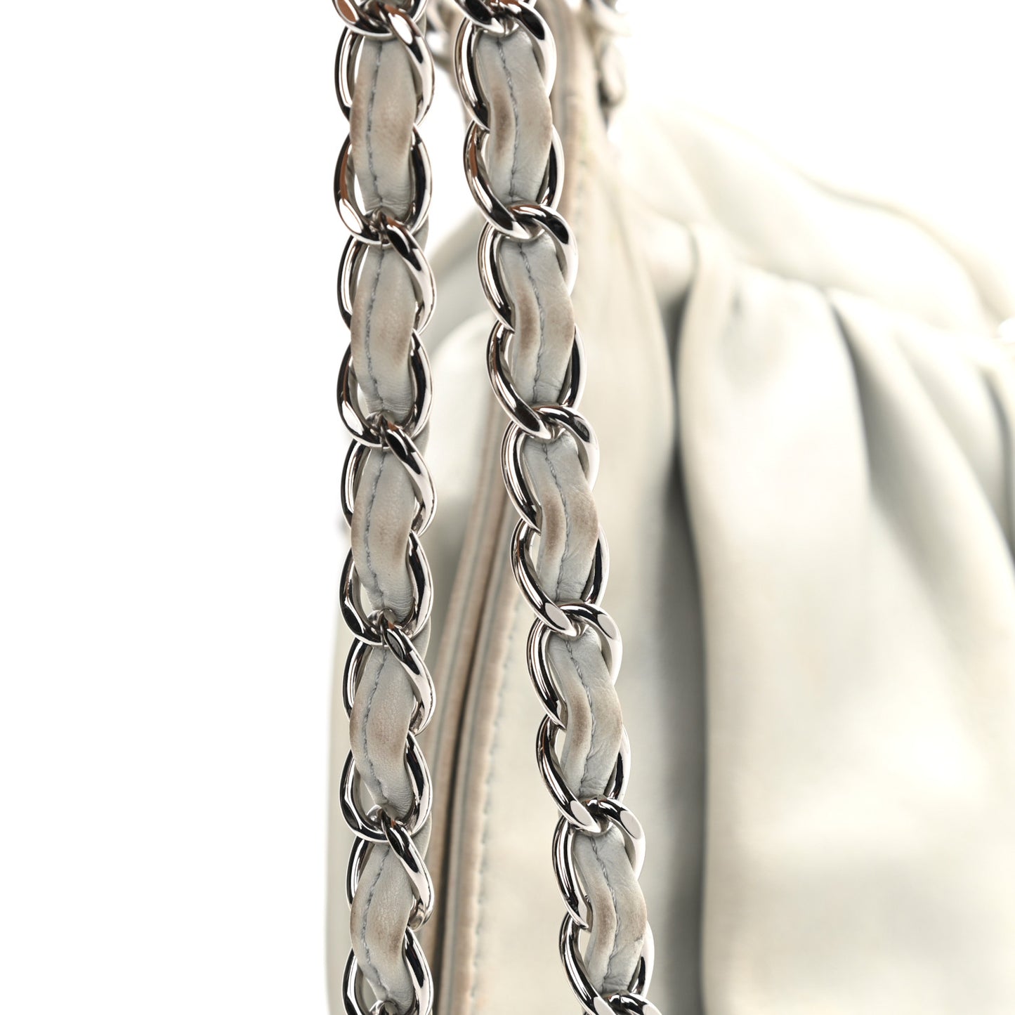 Lambskin Large Sharpei Shoulder Bag Grey