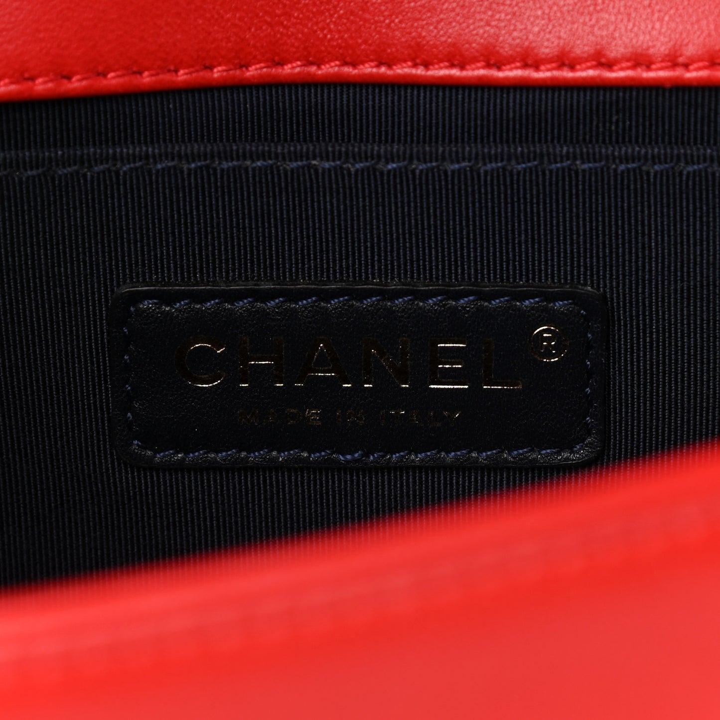 Lambskin Embossed Medium Boy Cube Flap Red