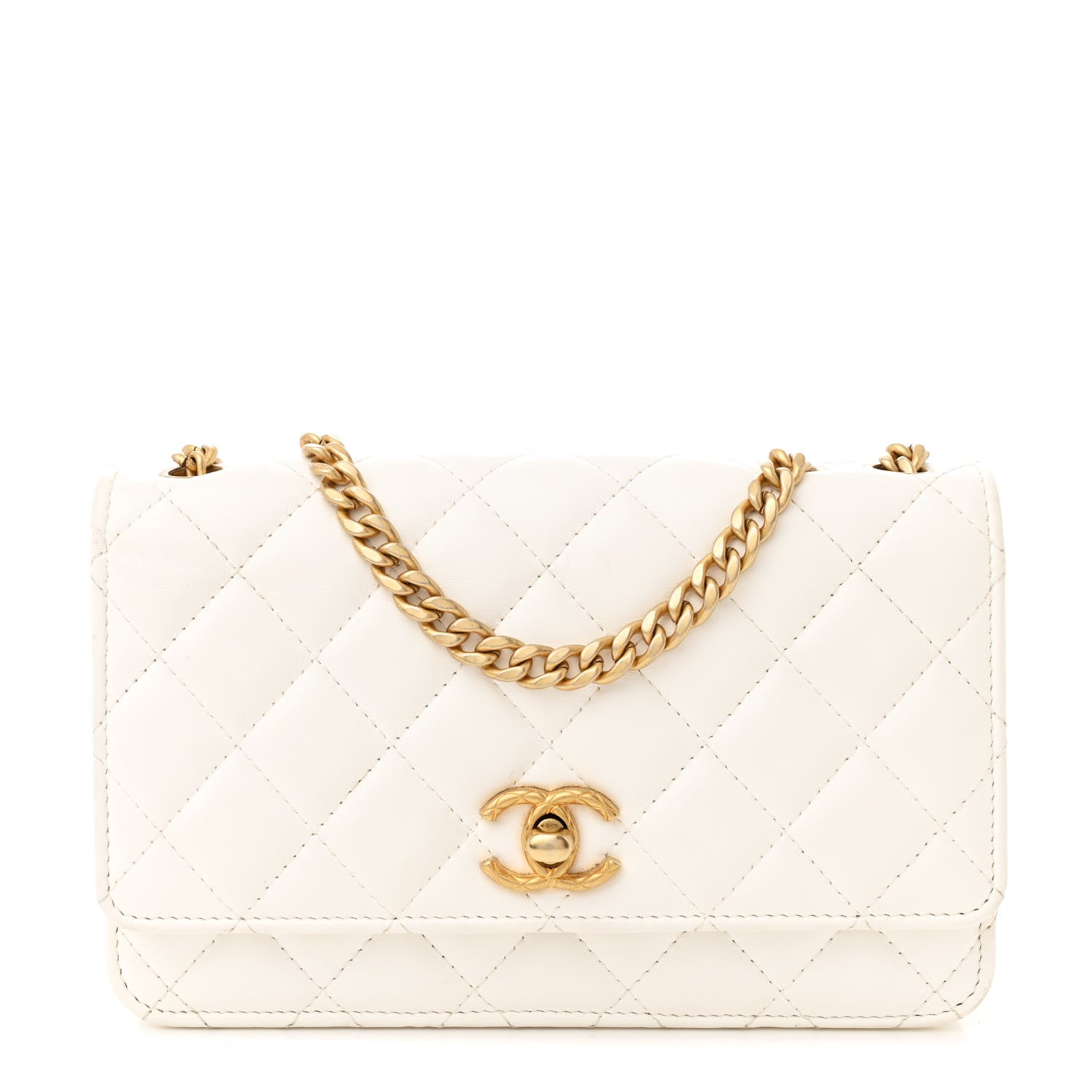Chanel Lambskin Quilted Pillow Crush Wallet On Chain WOC White 1 of 13
