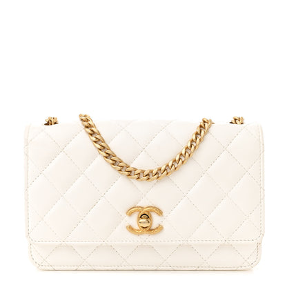 Chanel Lambskin Quilted Pillow Crush Wallet On Chain WOC White 1 of 13