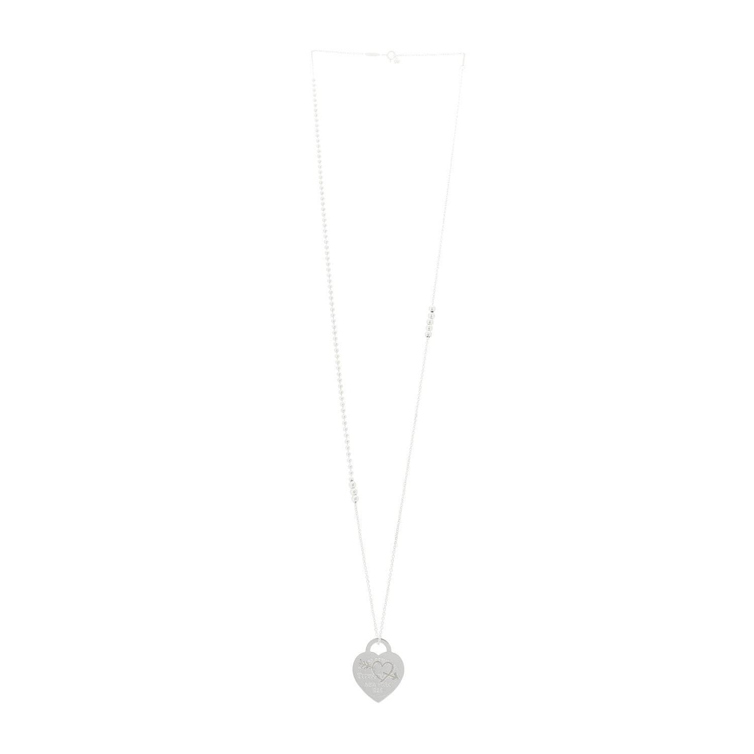 Tiffany Sterling Silver Return To Tiffany Etched Heart and Arrow Tag Pendant Necklace 3 of 5