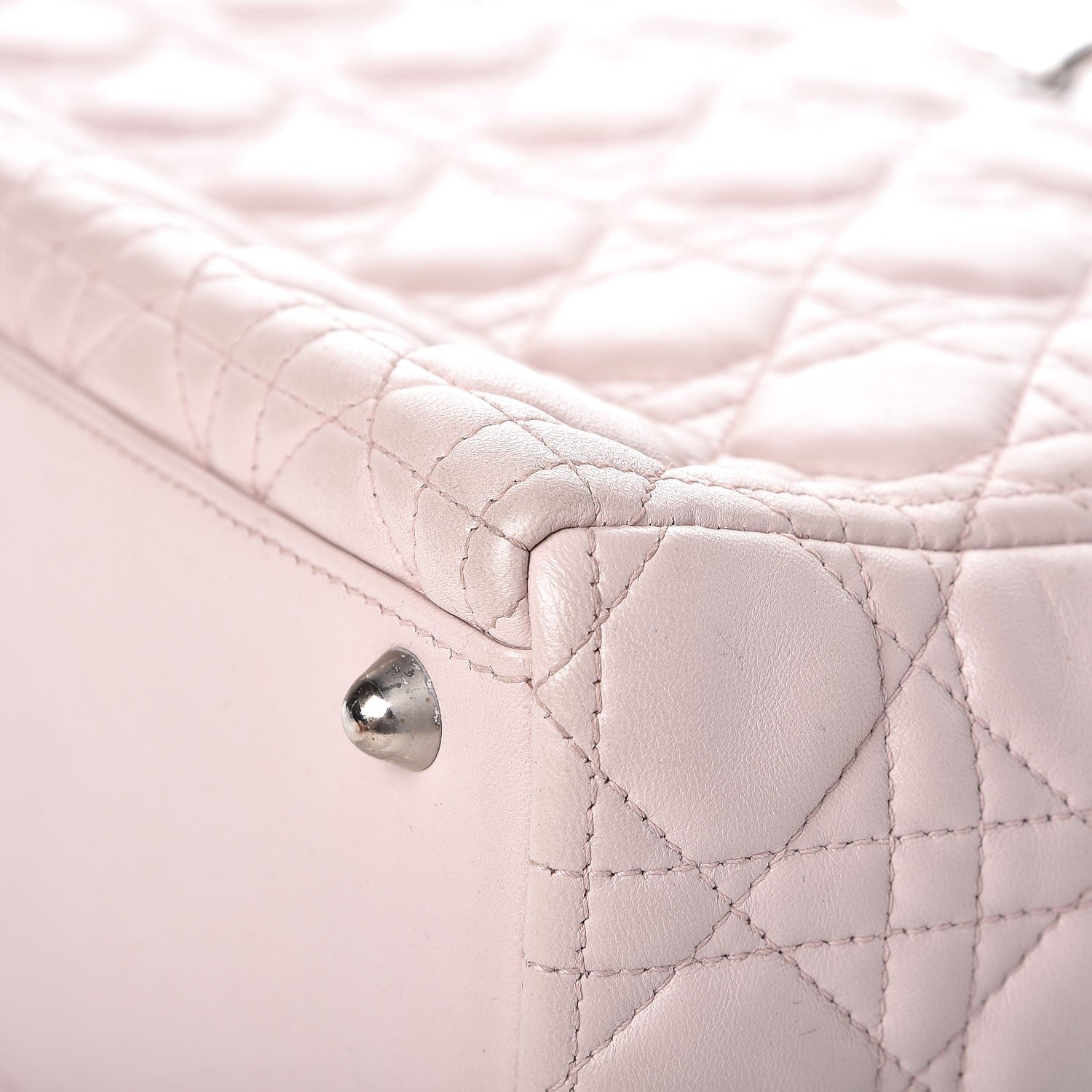 Christian Dior Lambskin Cannage Large Lady Dior Rose Poudre 12 of 15