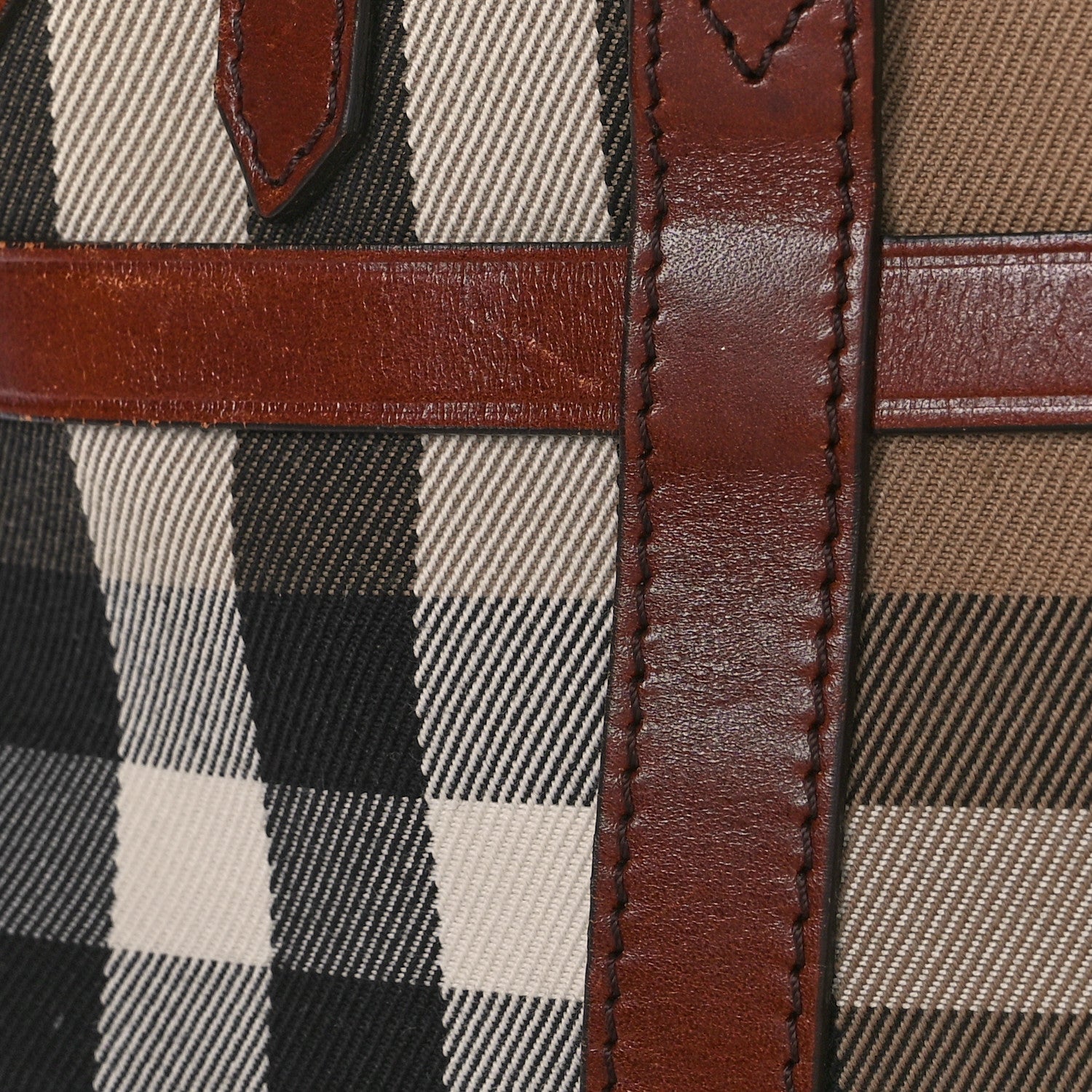Burberry Bridle Calfskin House Check Small Orchard Bowling Bag Dark Tan 13 of 15
