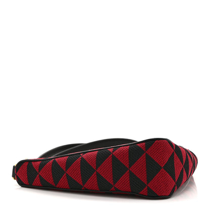 Prada Jacquard Calfskin Triangolo Symbole Embroidered Mini Triangle Double Bag Black Ciliegia 4 of 10