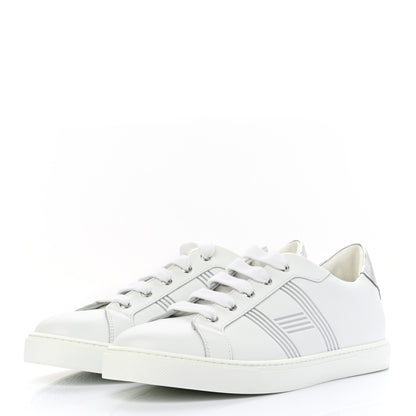 Hermes Calfskin Womens Advantage Sneakers 41 White Gris Argente 3 of 8