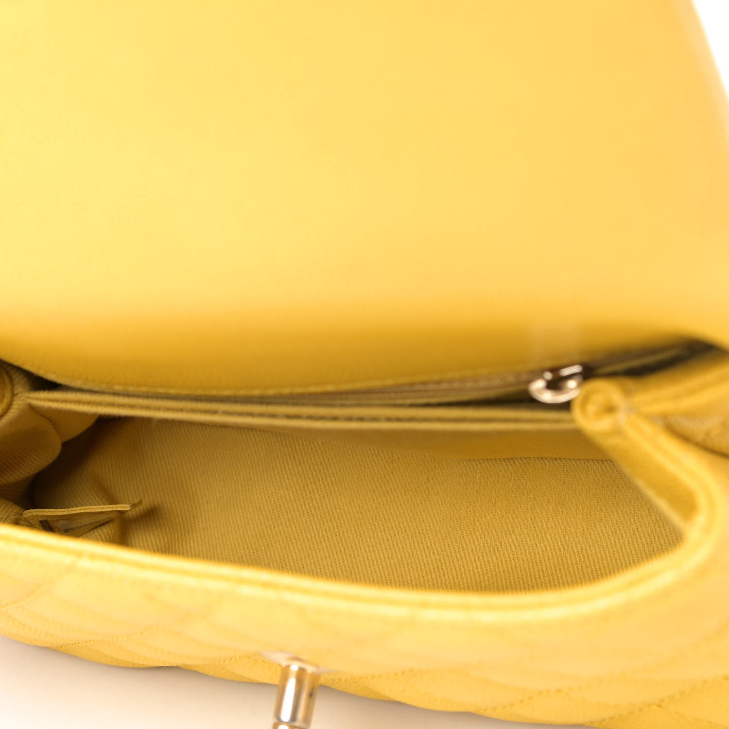 Chanel Caviar Quilted Mini Coco Handle Flap Yellow 4 of 5