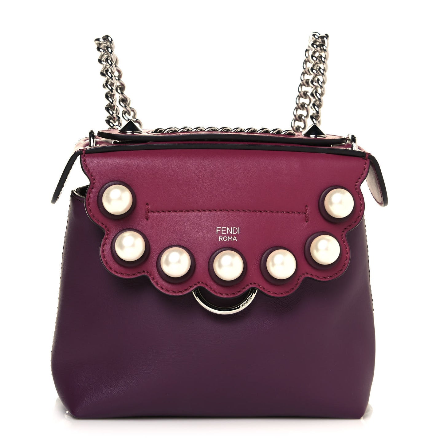 Vitello Century Pearl Bi-Color Scalloped Mini Back to School Backpack Amarone Black Cherry
