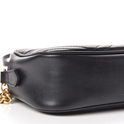 Gucci Calfskin Matelasse Small GG Marmont Chain Shoulder Bag Black 9 of 13