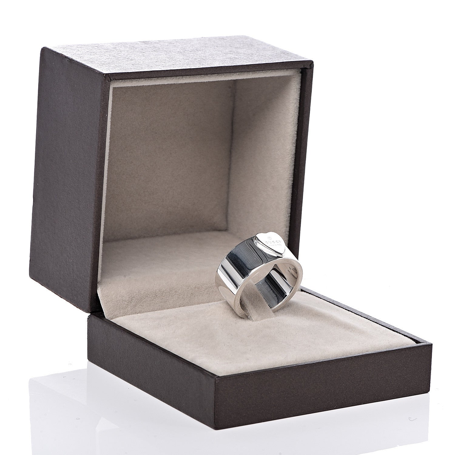 Gucci Sterling Silver 10mm Trademark Heart Wide Band Ring 56 7.5 7 of 7