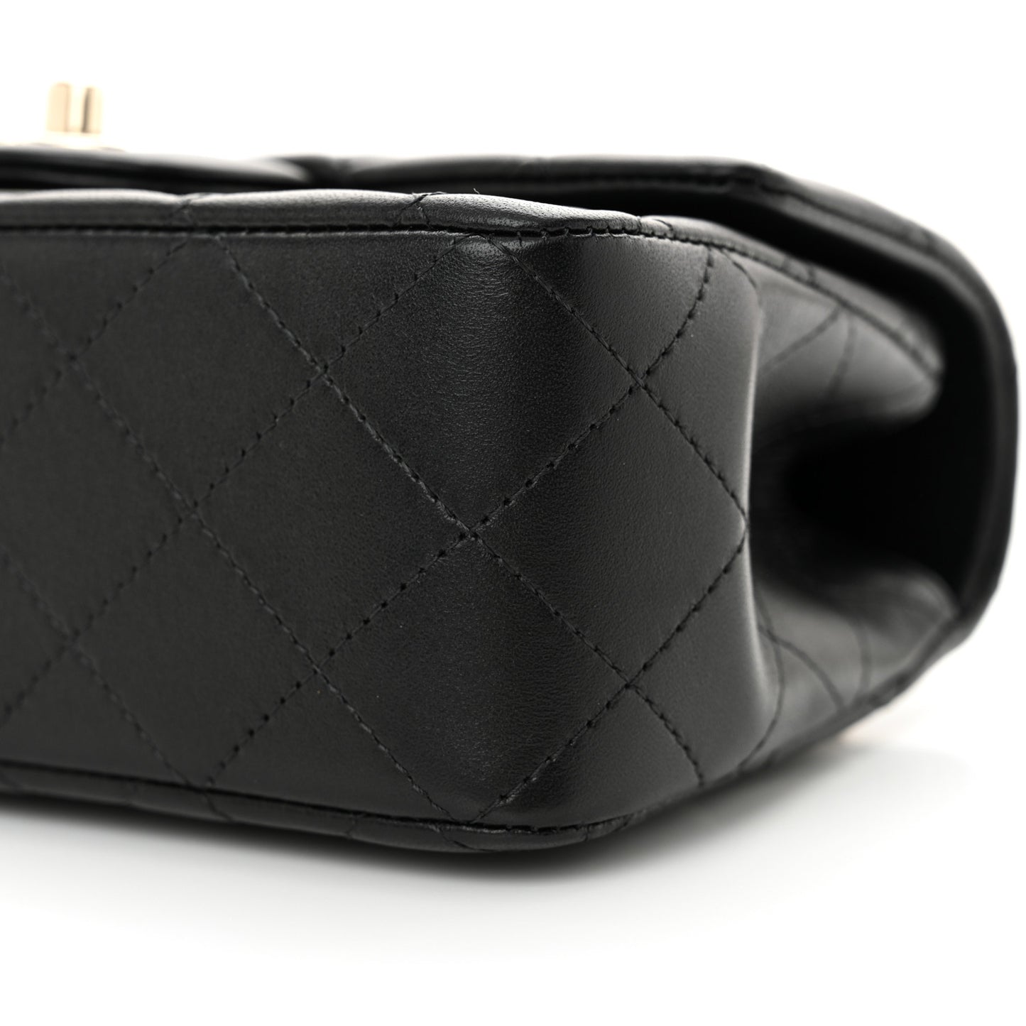 Lambskin Quilted Mini Top Handle Rectangular Flap Black