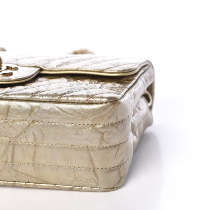 Chanel Patent Metallic Crumpled Calfskin Chevron Quilted Mini Rectangular Flap Gold 9 of 11