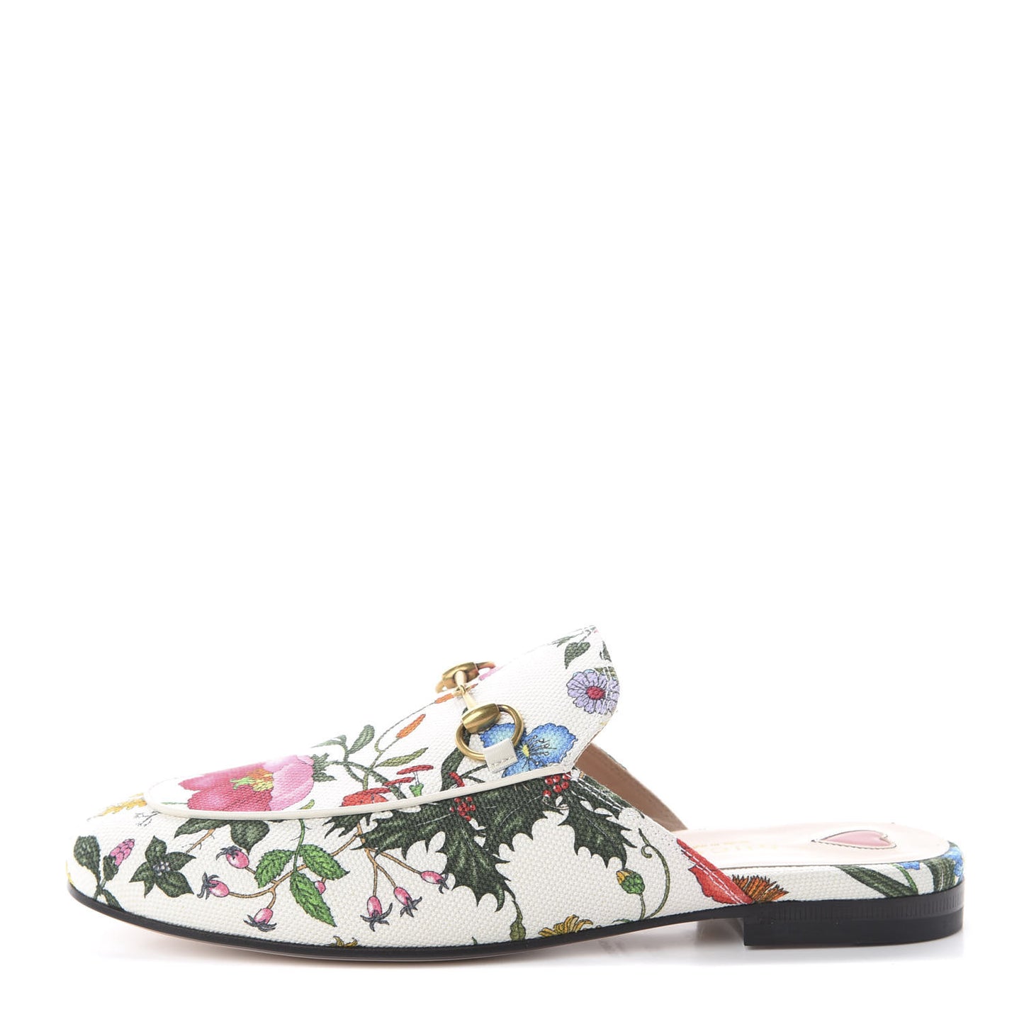 Canvas Flora Womens Princetown Slippers 36.5 White Multicolor