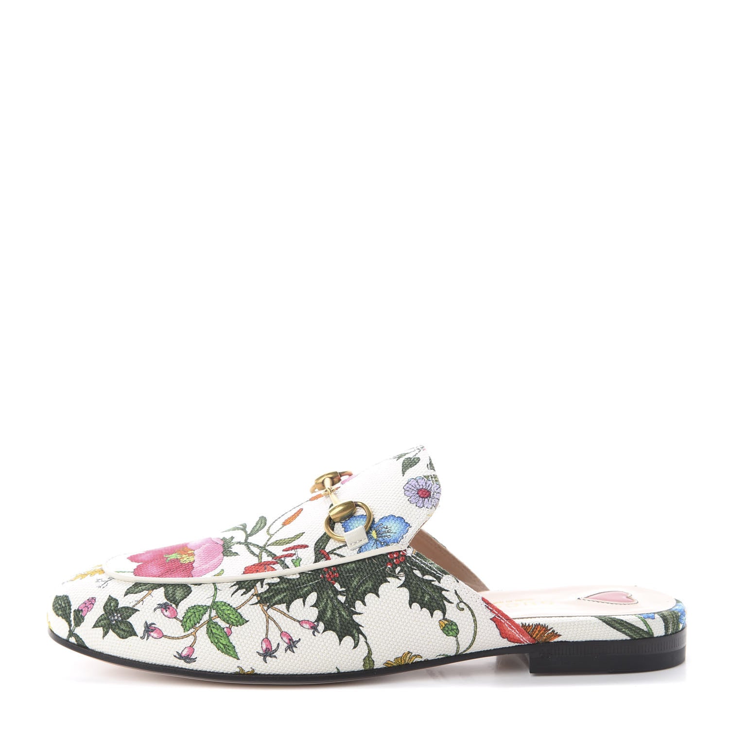 Gucci Canvas Flora Womens Princetown Slippers 36.5 White Multicolor 1 of 7
