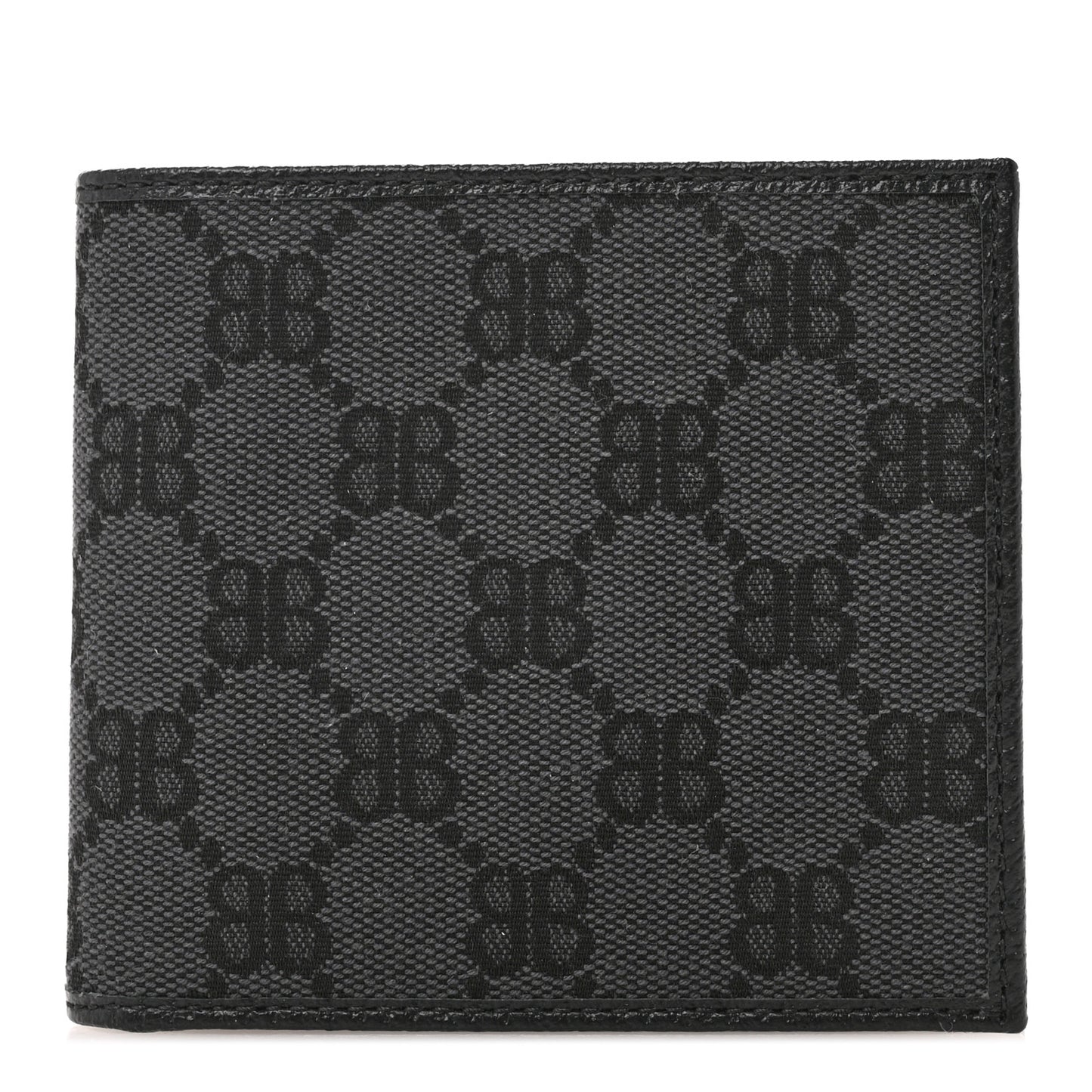 X BALENCIAGA Canvas BB Monogram Bi-Fold Wallet Black