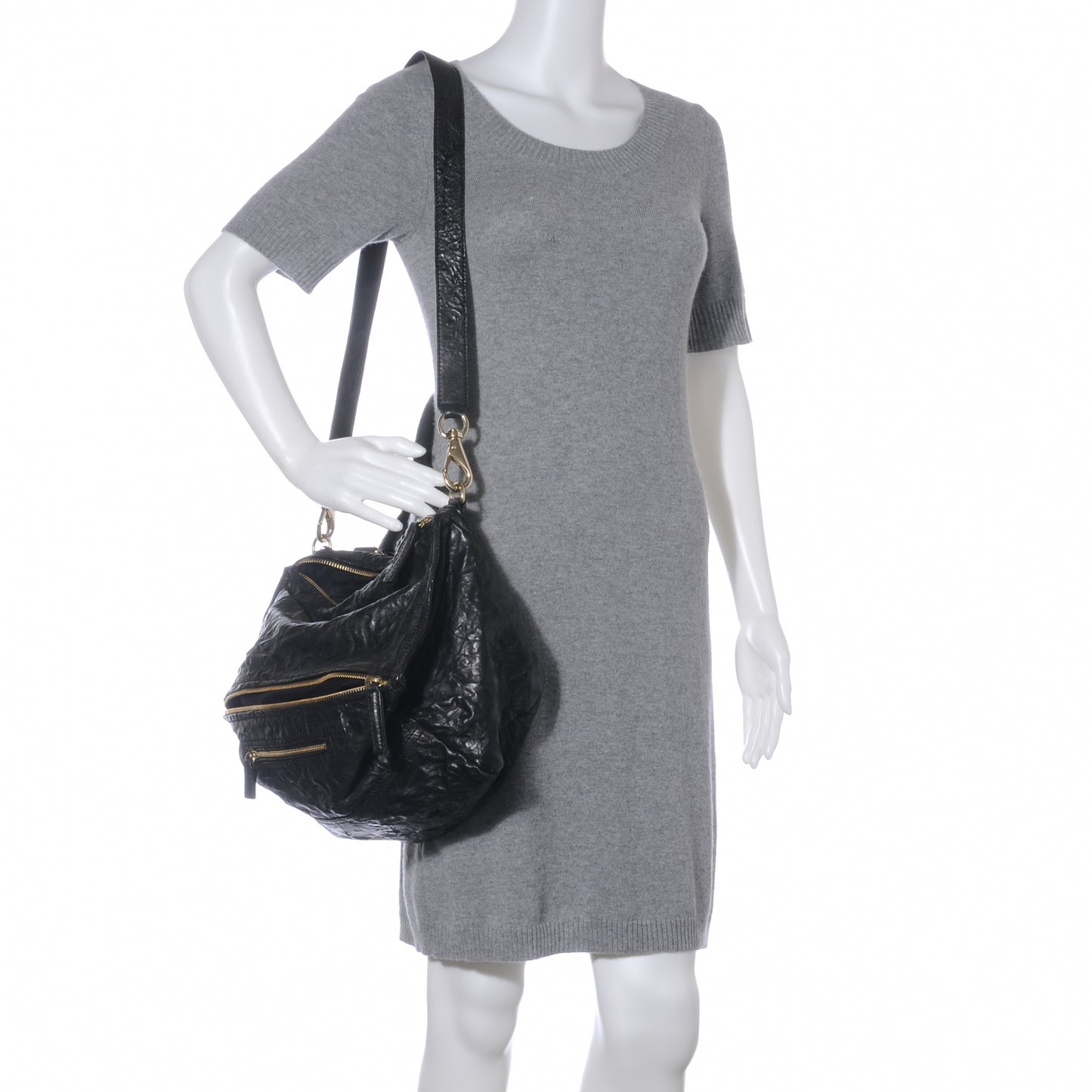 Textured Sheepskin Medium Pandora Pepe Messenger Black