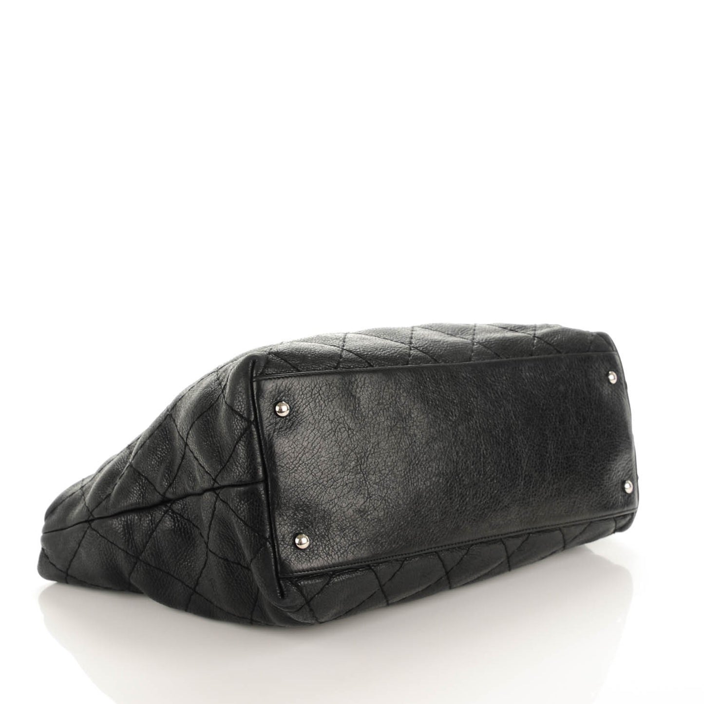 Glazed Calfskin Large On The Road Tote Black