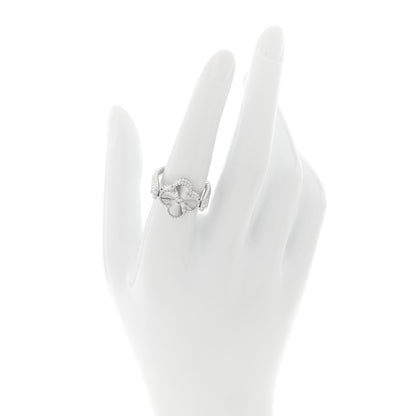 Van Cleef & Arpels 18K White Gold Diamond Chalcedony Reversible Guilloche Vintage Alhambra Ring 53 6.5 2 of 6