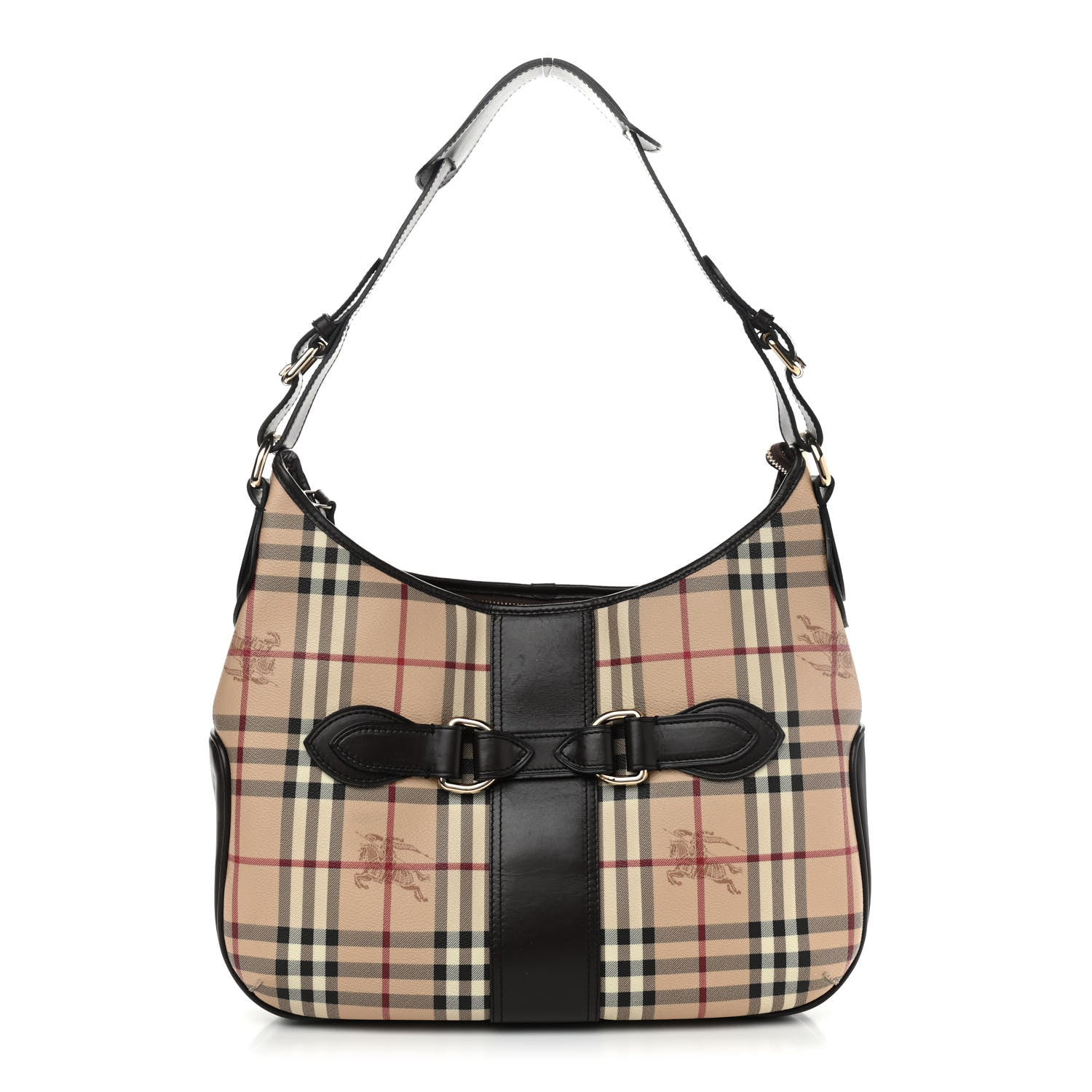 Burberry Haymarket Check Buckle Shoulder Bag Dark Brown 1 of 16