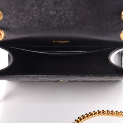 Saint Laurent Grain De Poudre Textured Mixed Matelasse Triquilt Medium Monogram Satchel Black 5 of 10