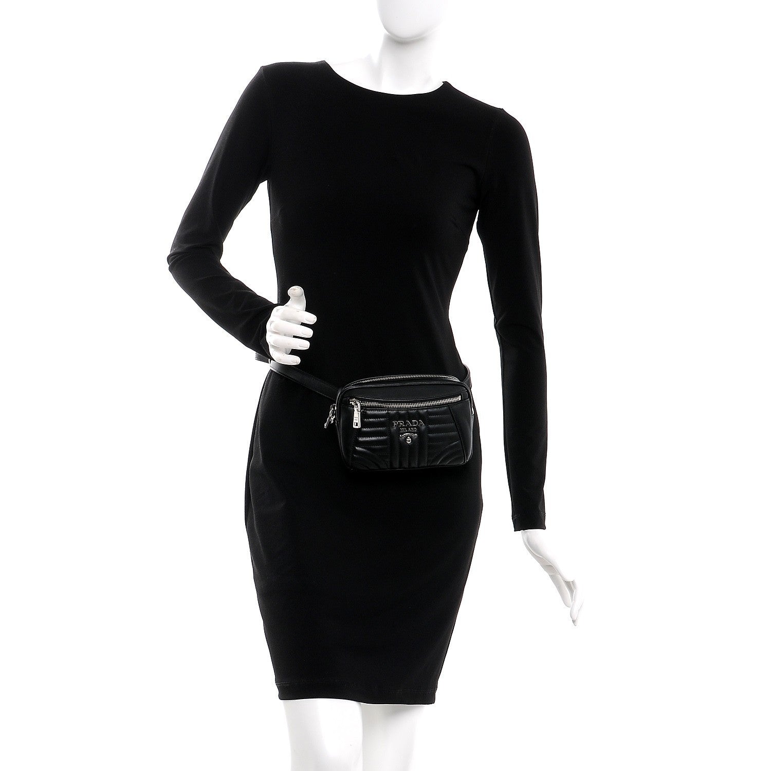 Prada Soft Calfskin Diagramme Belt Bag Black 3 of 10