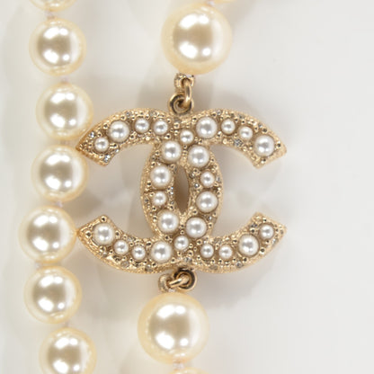 Chanel Graduated Pearl Long CC Necklace Gold 3 of 6