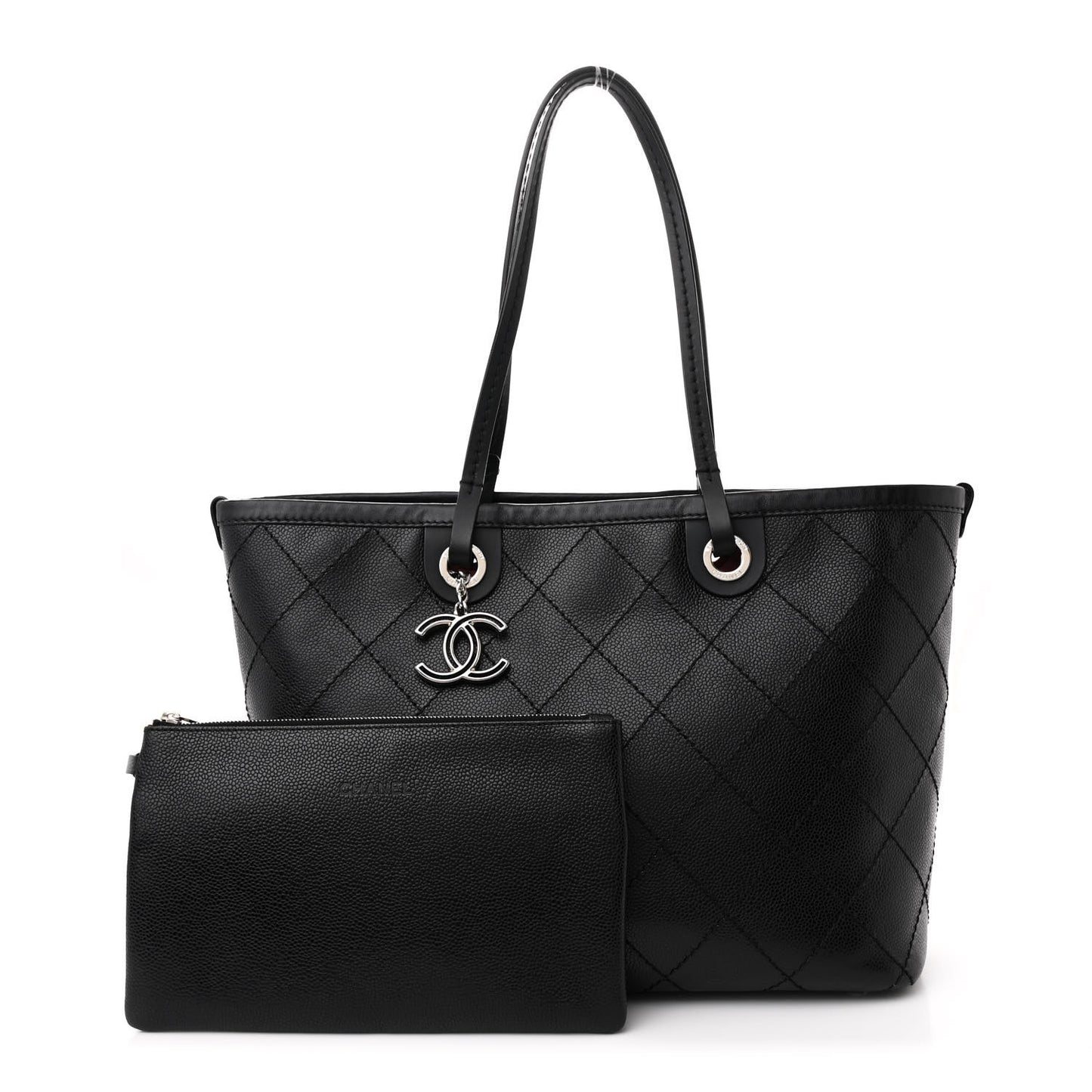 Grained Calfskin Shopping Fever Tote Black