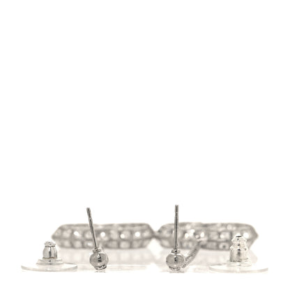 Chanel Baguette Crystal CC Drop Earrings Silver 3 of 5