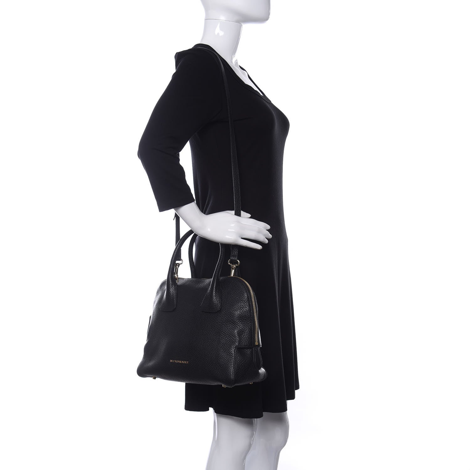 Burberry London Grainy Calfskin Small Greenwood Bowling Bag Black 2 of 11