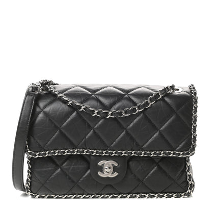Chanel Crumpled Calfskin Medium Chain All Over Flap Black 1 of 12