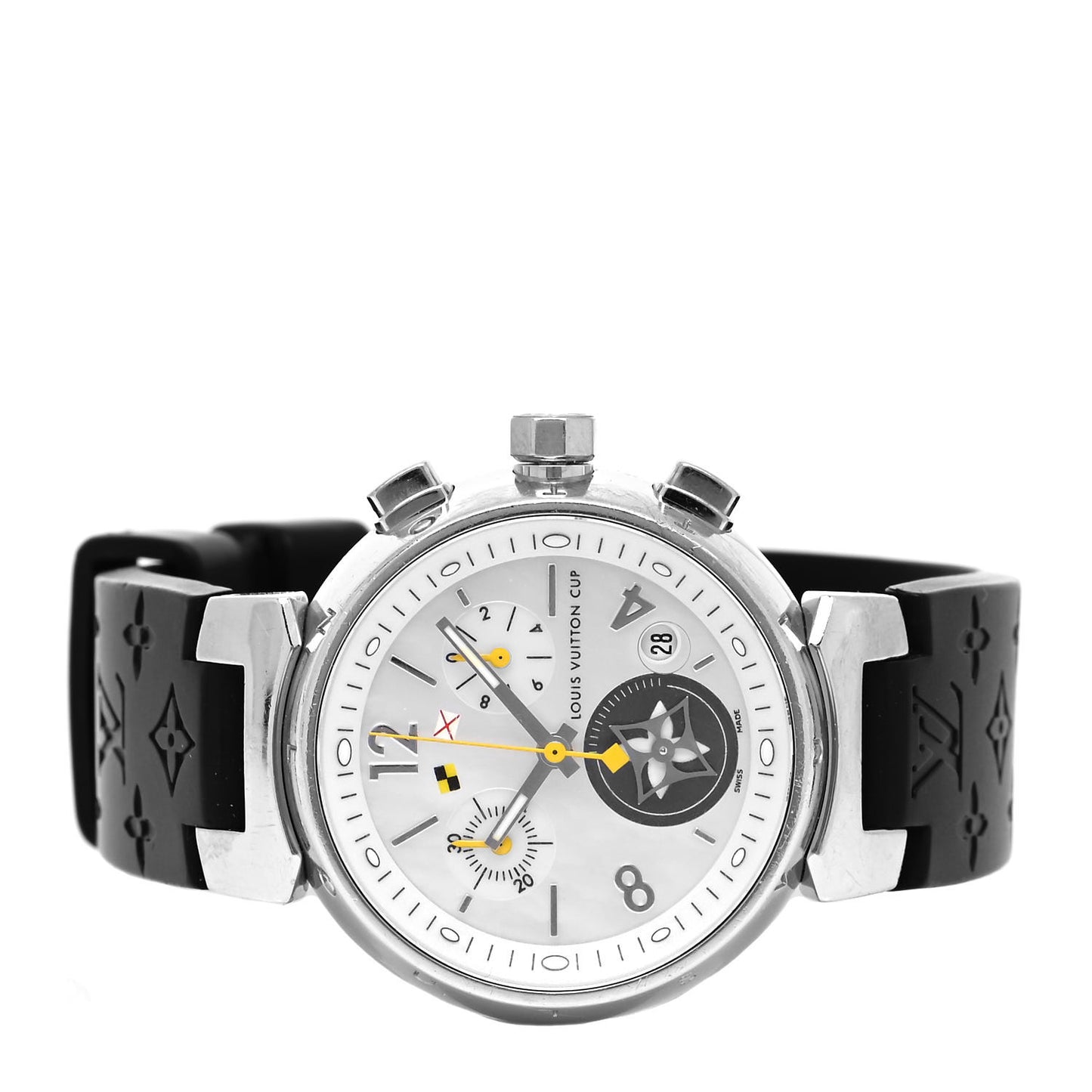 Stainless Steel Rubber Mother of Pearl 34mm Tambour Lovely Cup Quartz Watch