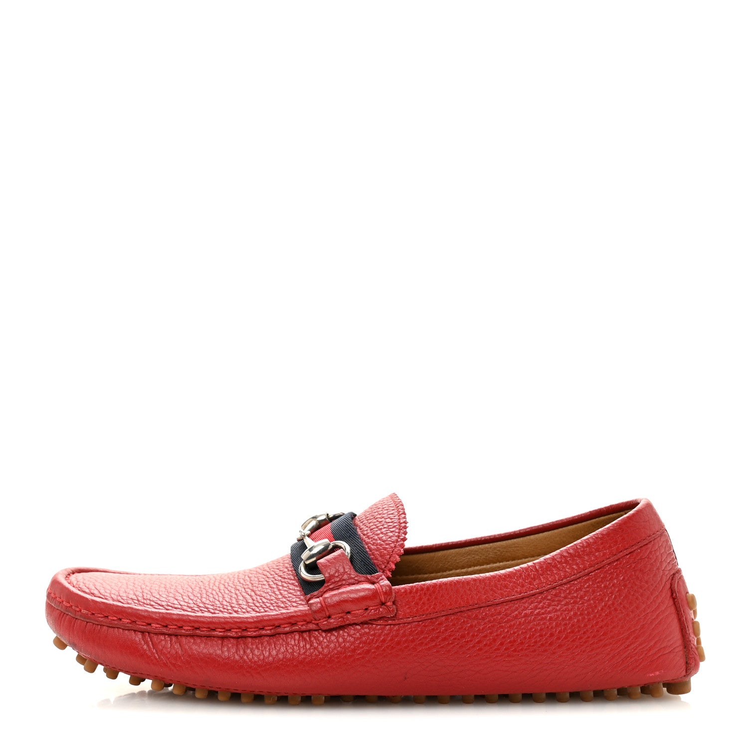 Gucci Road Calfskin Web Mens Horsebit Driver Loafers 6.5 Rosso 1 of 11