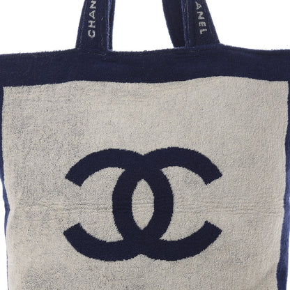 Chanel Terry Cotton CC Beach Tote Towel Set Navy Blue Beige 10 of 15