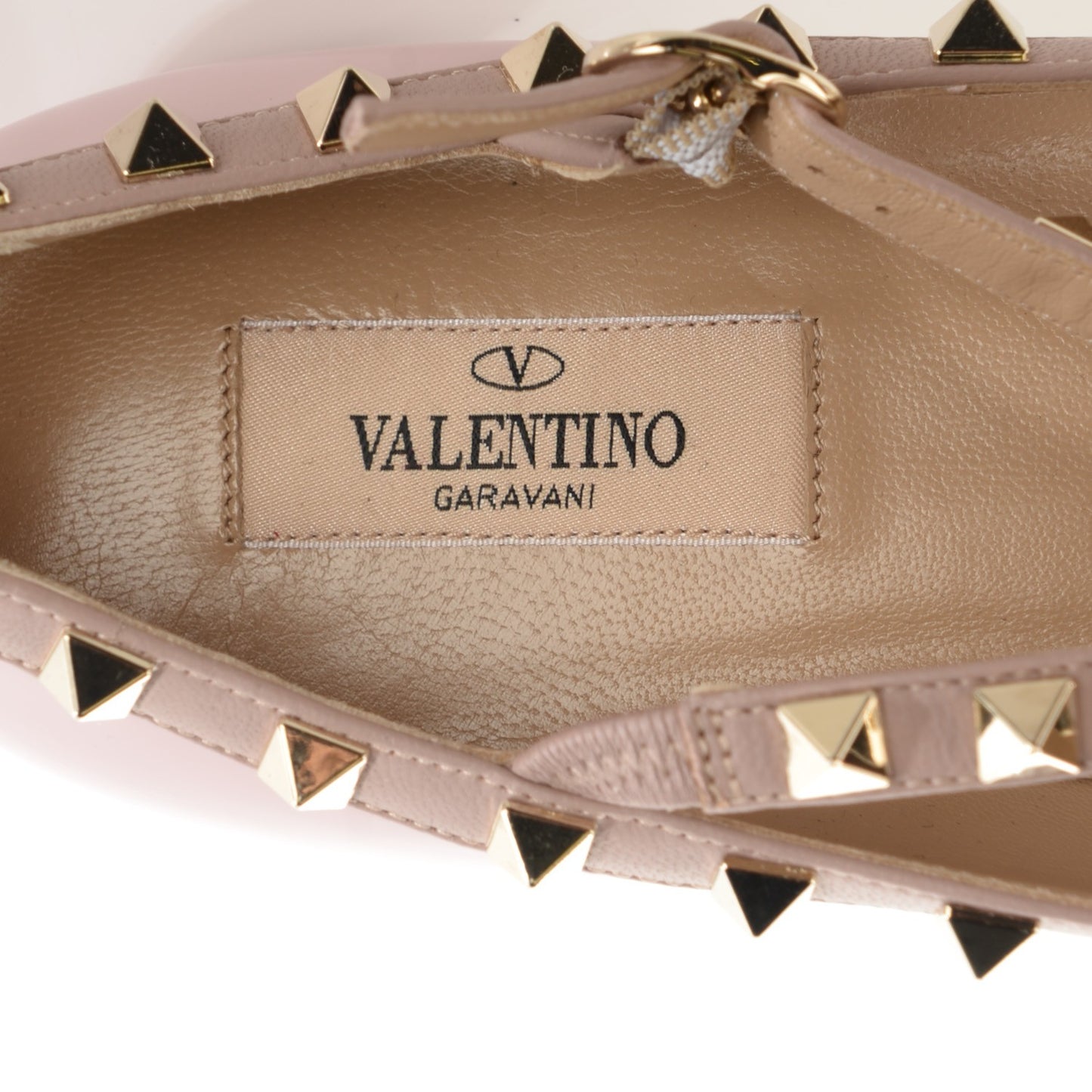 Patent Rockstud Cage Ballerina Flats 37.5 Water Rose Poudre