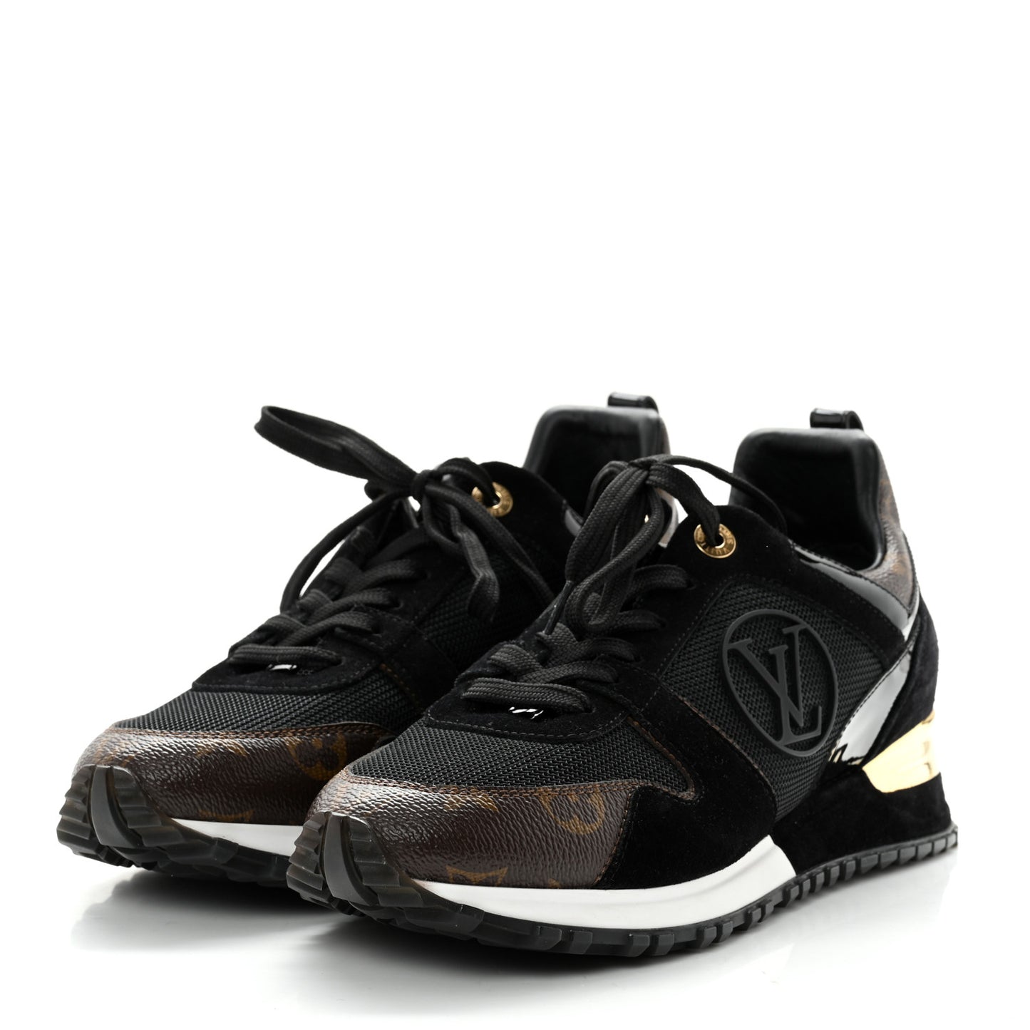 Suede Monogram Run Away Sneakers 38.5 Black