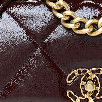 Chanel Shiny Crumpled Calfskin Quilted Medium Chanel 19 Flap Burgundy 11 of 12