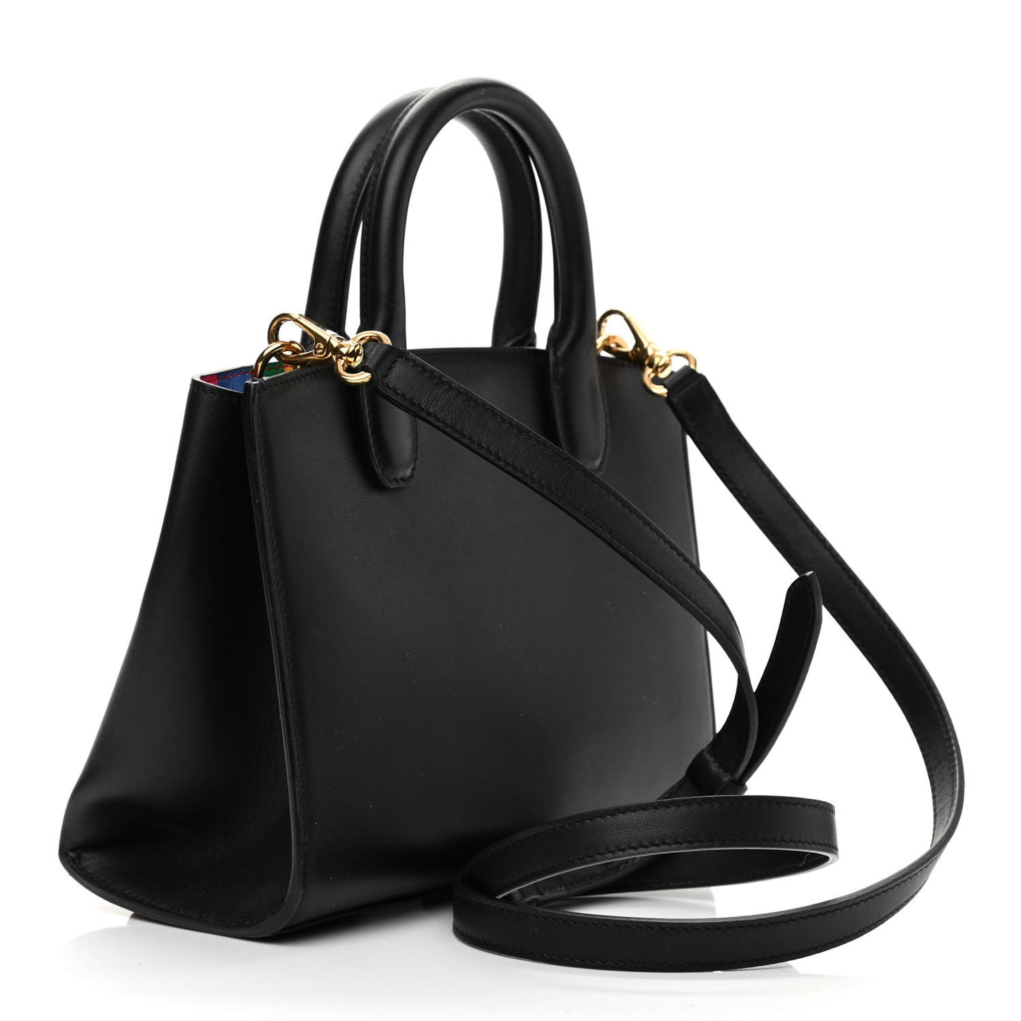 Calfskin Rainbow Studio Box Bag Black