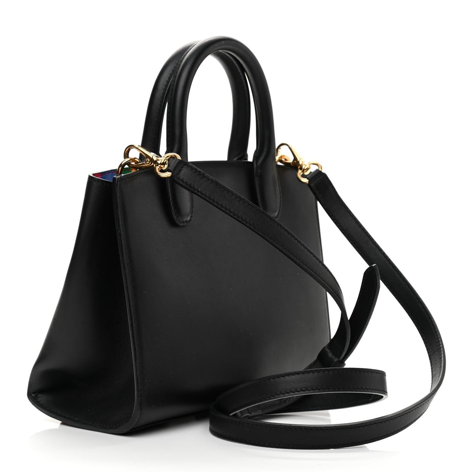 Salvatore Ferragamo Calfskin Rainbow Studio Box Bag Black 2 of 8