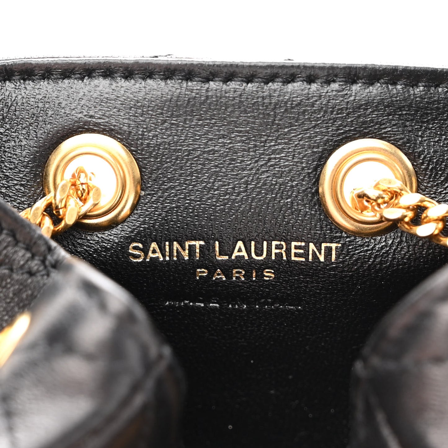Lambskin Quilted Baby Bucket Bag Black