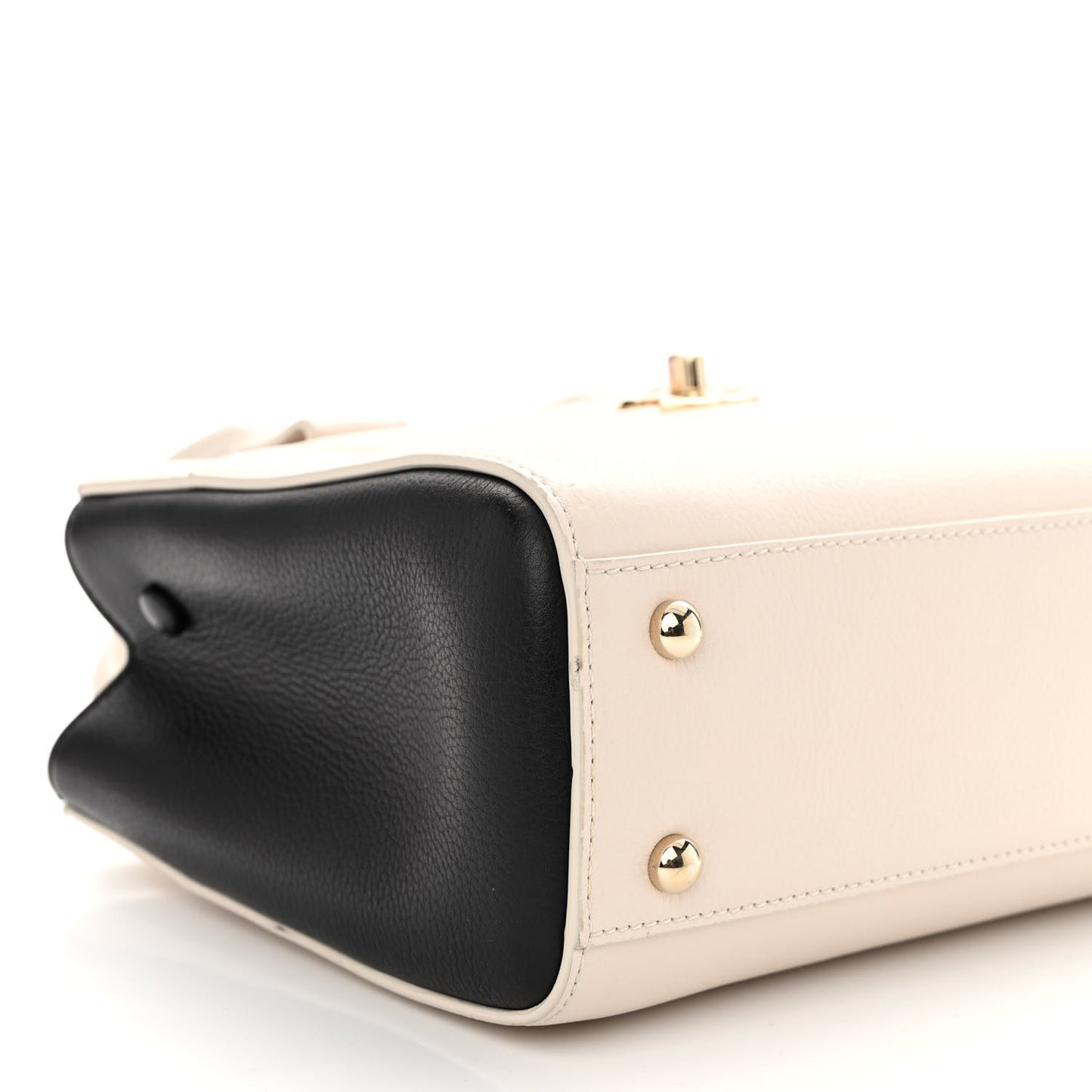 Grained Calfskin Mini Bi-Color Neo Executive Shopper Tote Beige Black