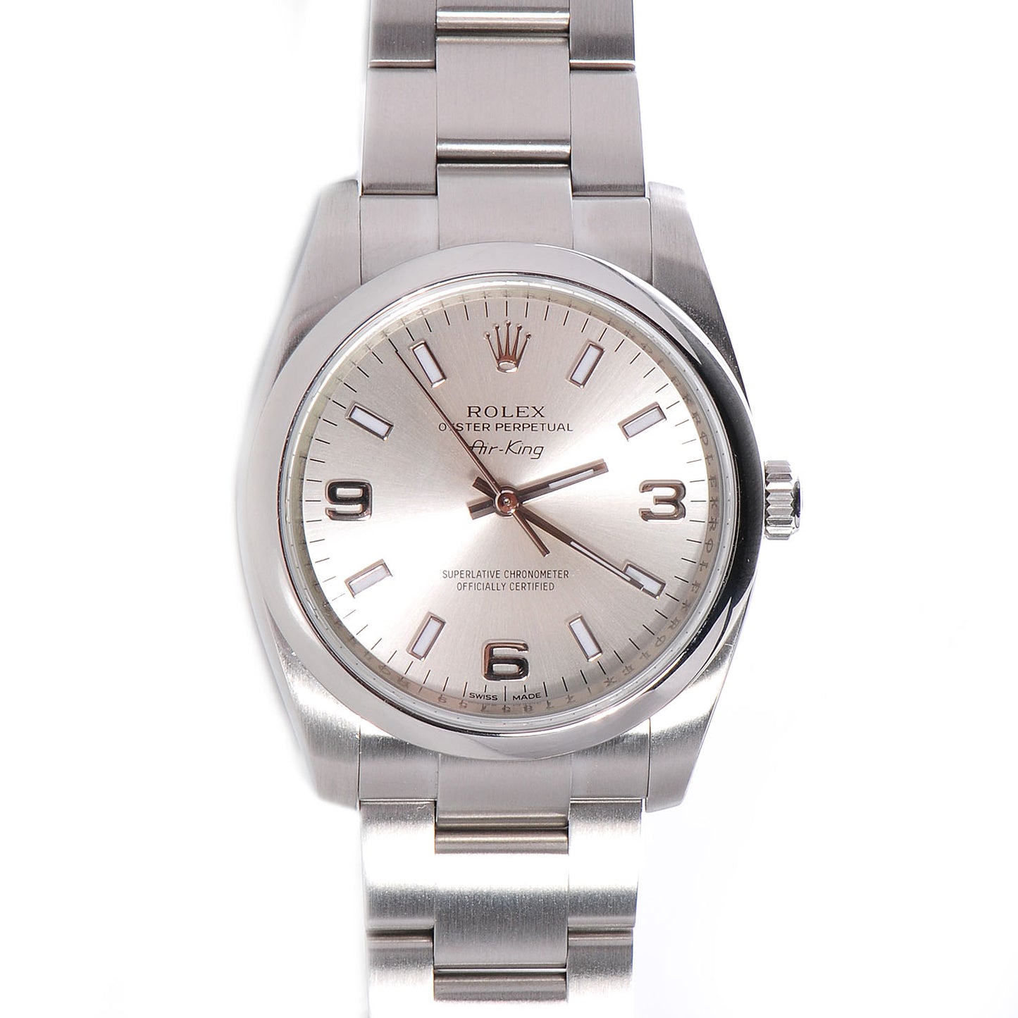 Stainless Steel 34mm Oyster Perpetual Air-King Watch Silver 114200