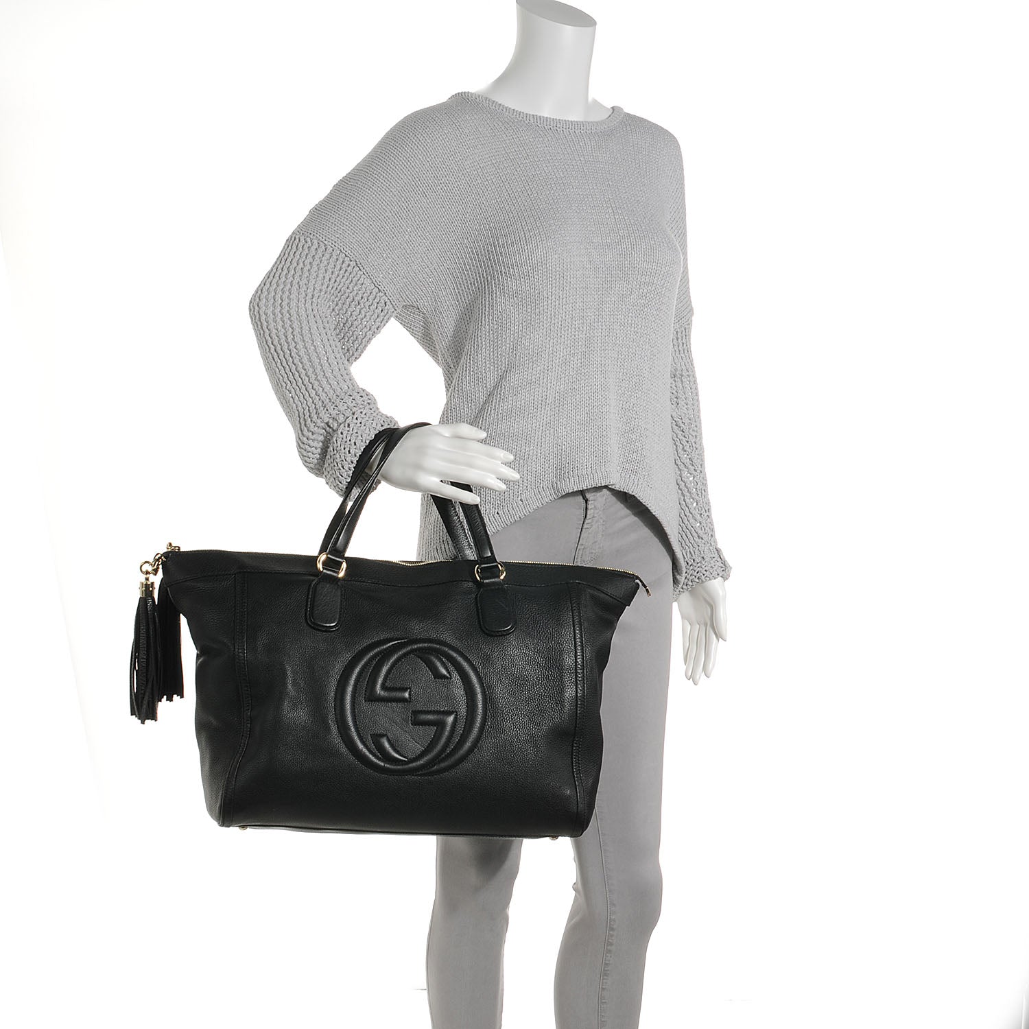 Gucci Pebbled Calfskin Large Soho Top Handle Bag Black 2 of 7