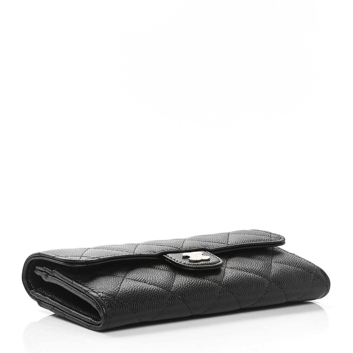 Caviar Quilted Medium Flap Wallet Black