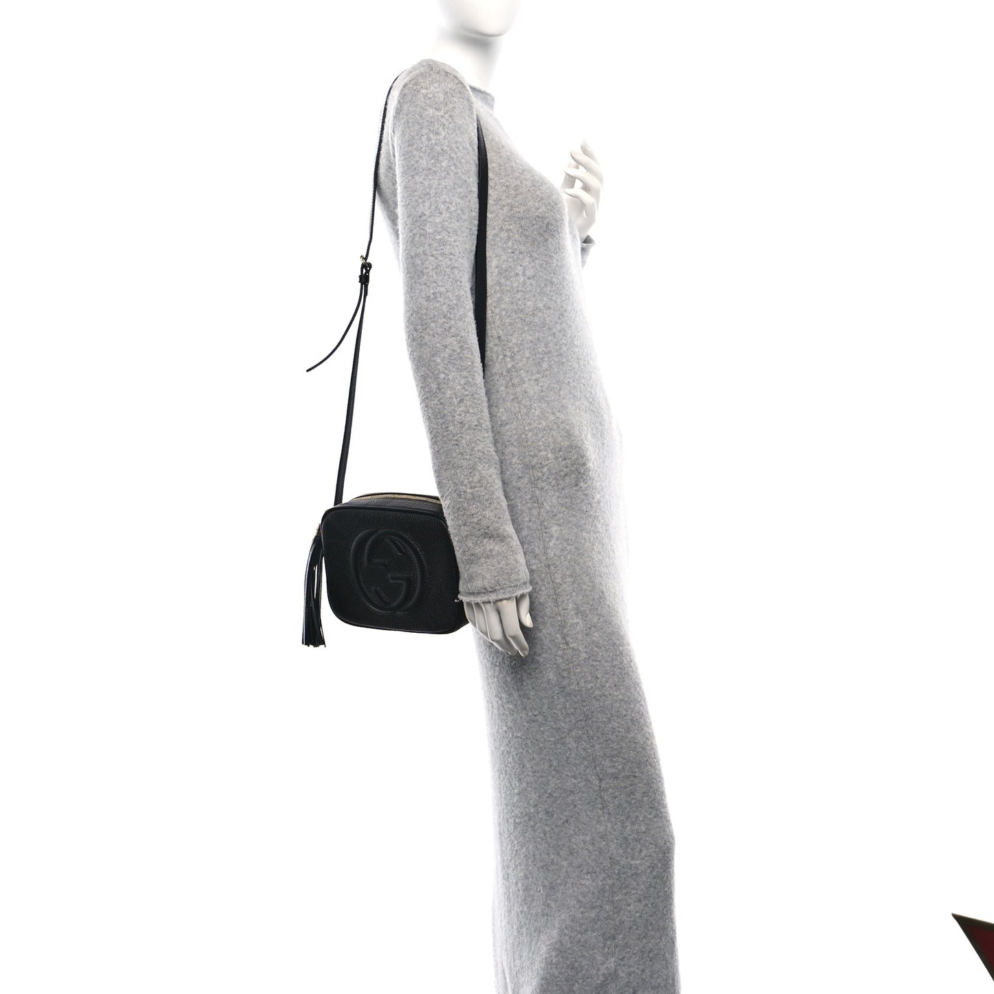 Pebbled Calfskin Small Soho Disco Bag Black