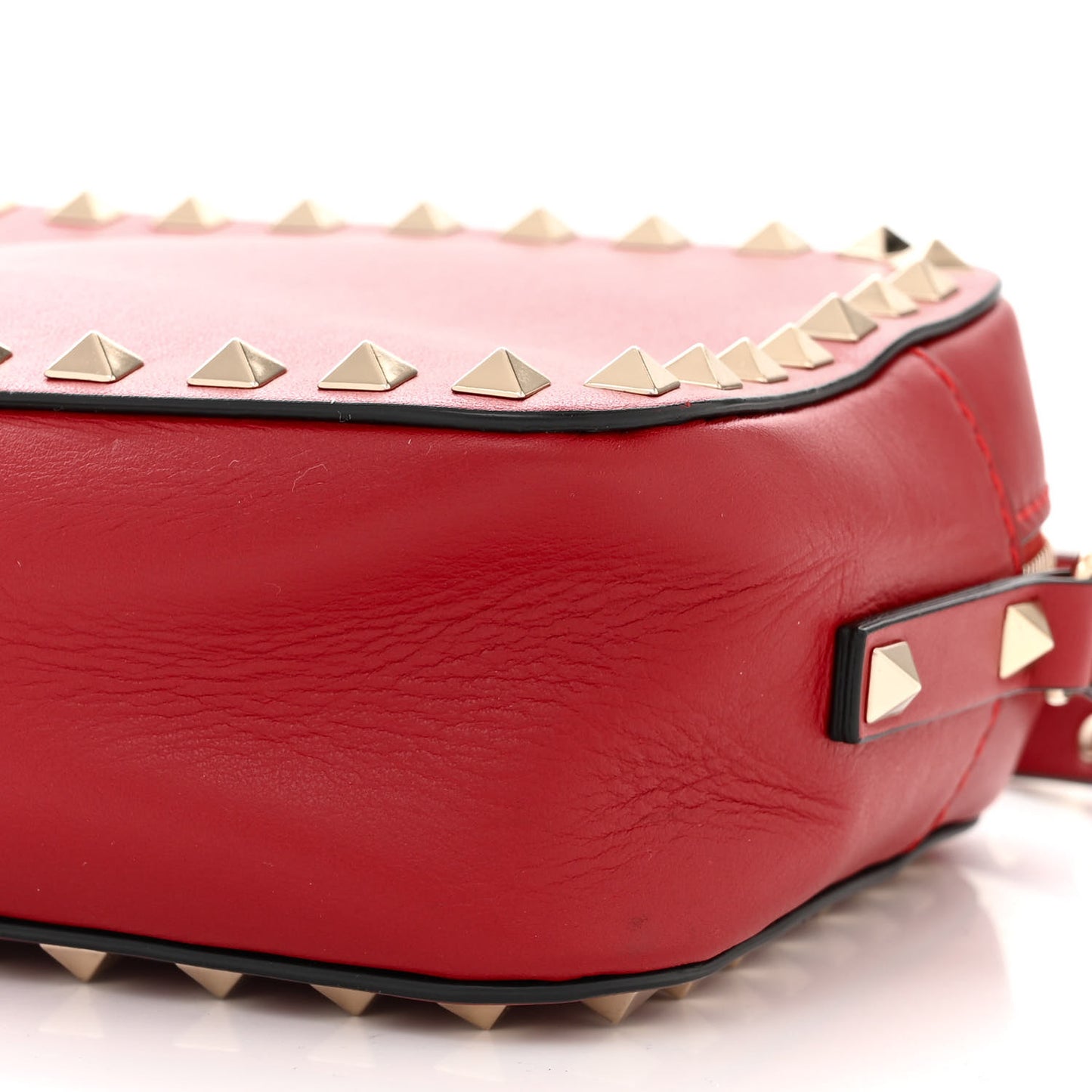 Calfskin Rockstud Camera Crossbody Bag Rubino