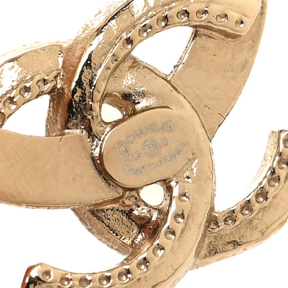 Chanel Metal Crystal CC Round Drop Earrings Gold 4 of 5
