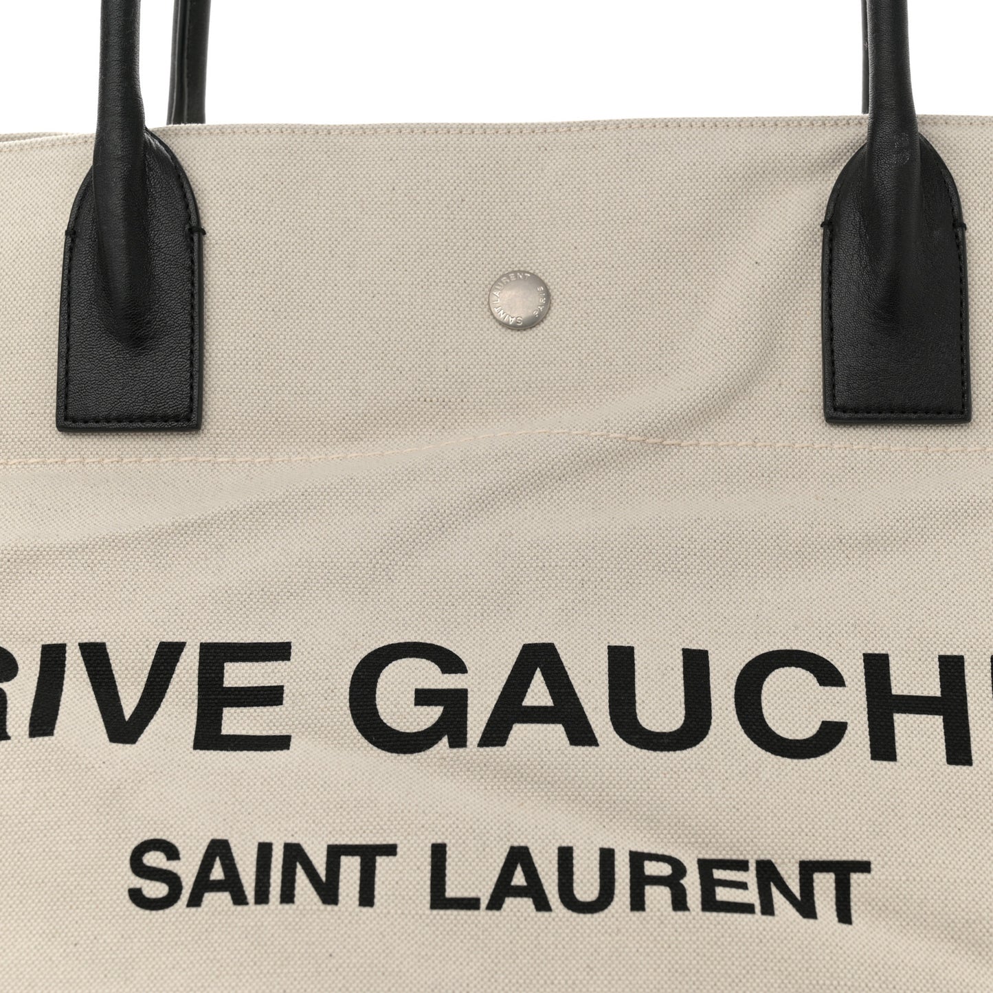 Linen Calfskin Rive Gauche Maxi Tote Grege et Noir