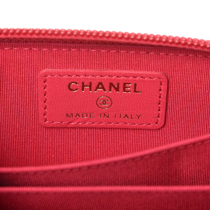 Chanel Lambskin Quilted Boy Zip Around Coin Purse Wallet Fuchsia 6 of 7