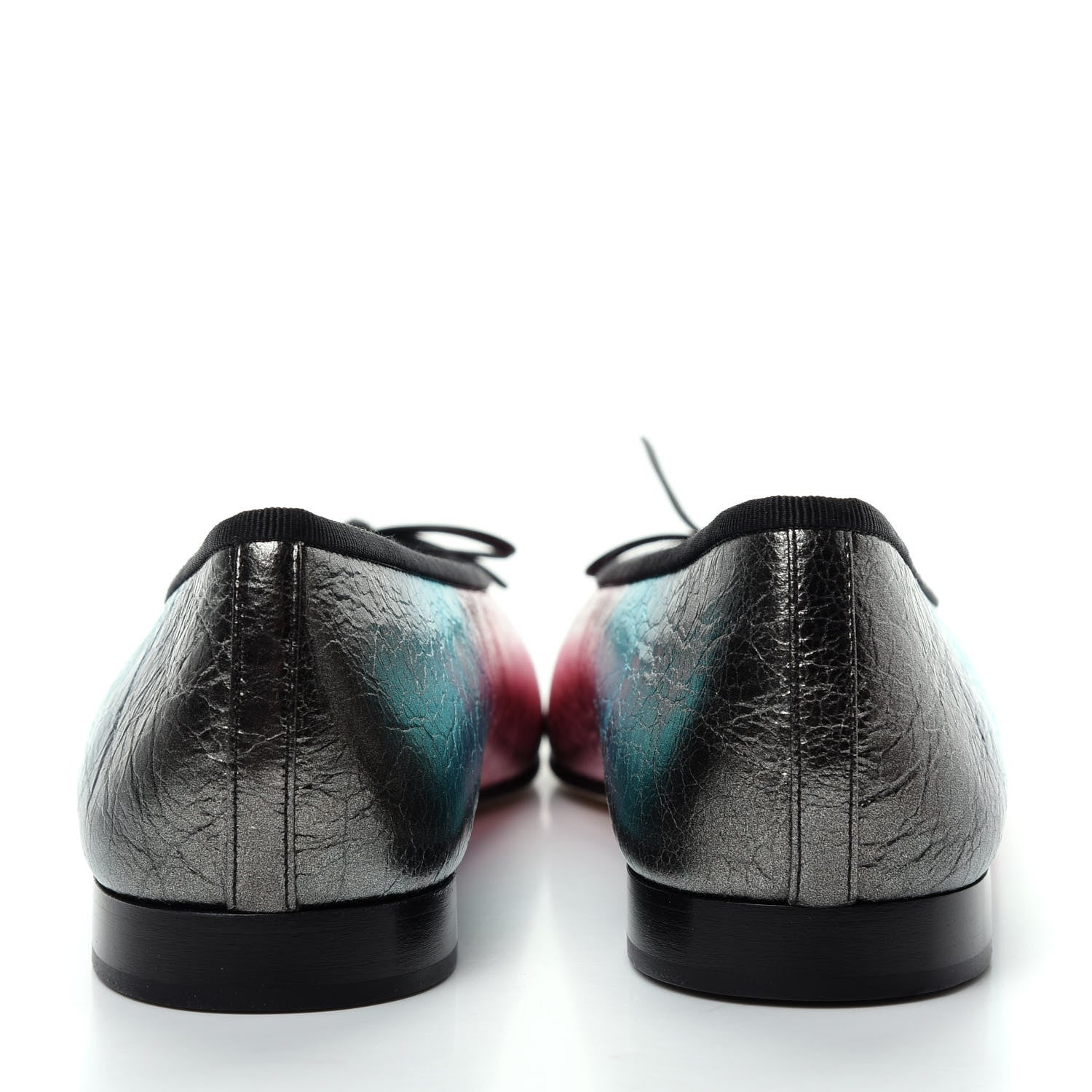 Chanel Laminated Calfskin Grosgrain Cap Toe CC Ballerina Flats 40 Multicolor Black 7 of 11