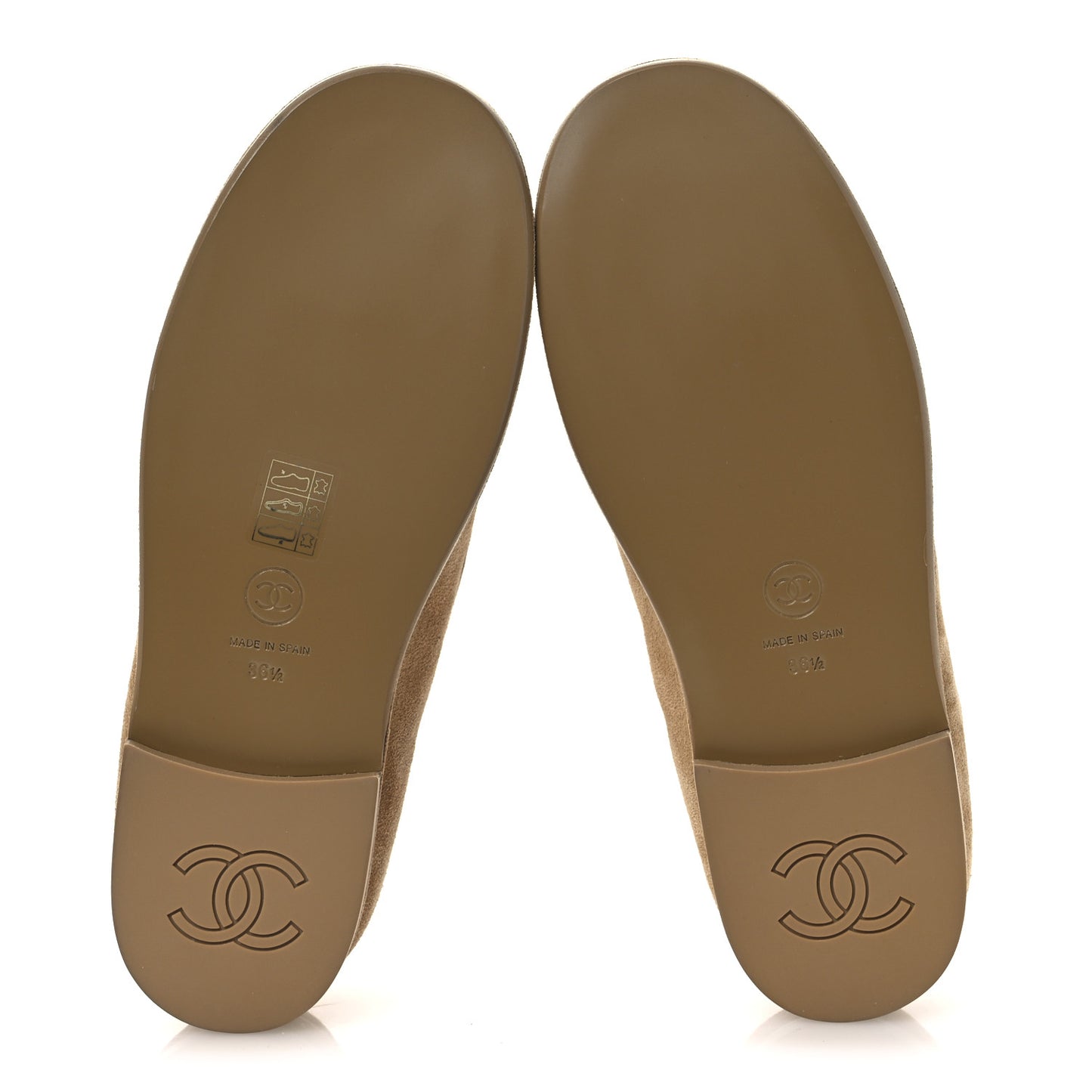 Suede Calfskin CC Loafers 36.5 Dark Beige